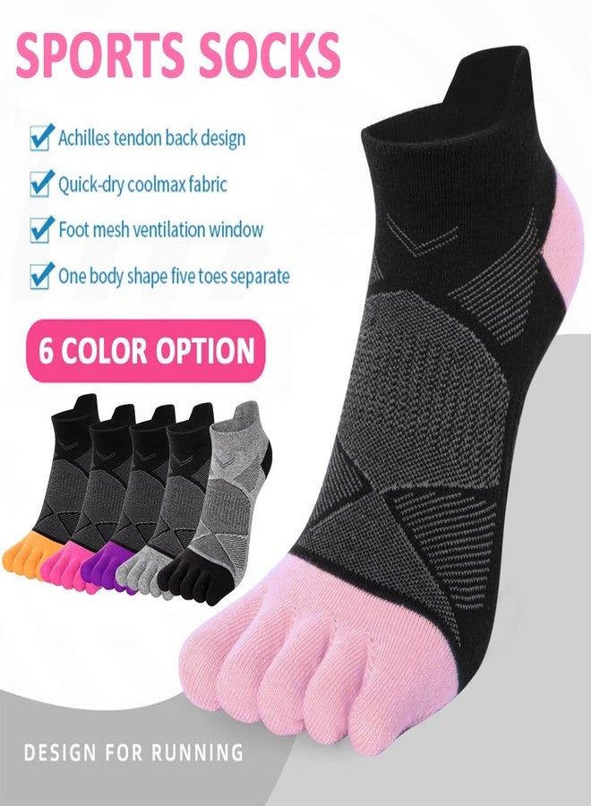 ABTRAV Womens Toe Socks Cotton Athletic Running Socks No Show Five Finger Sports Arch Support Ankle Socks 6 Pack - Image 2